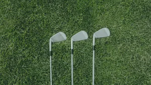 golf irons on the grass