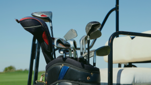 golf clubs in cart