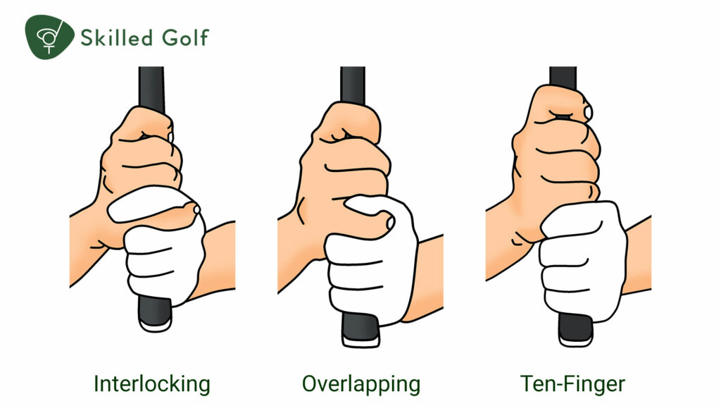 interlocking overlapping and ten-finger golf grips